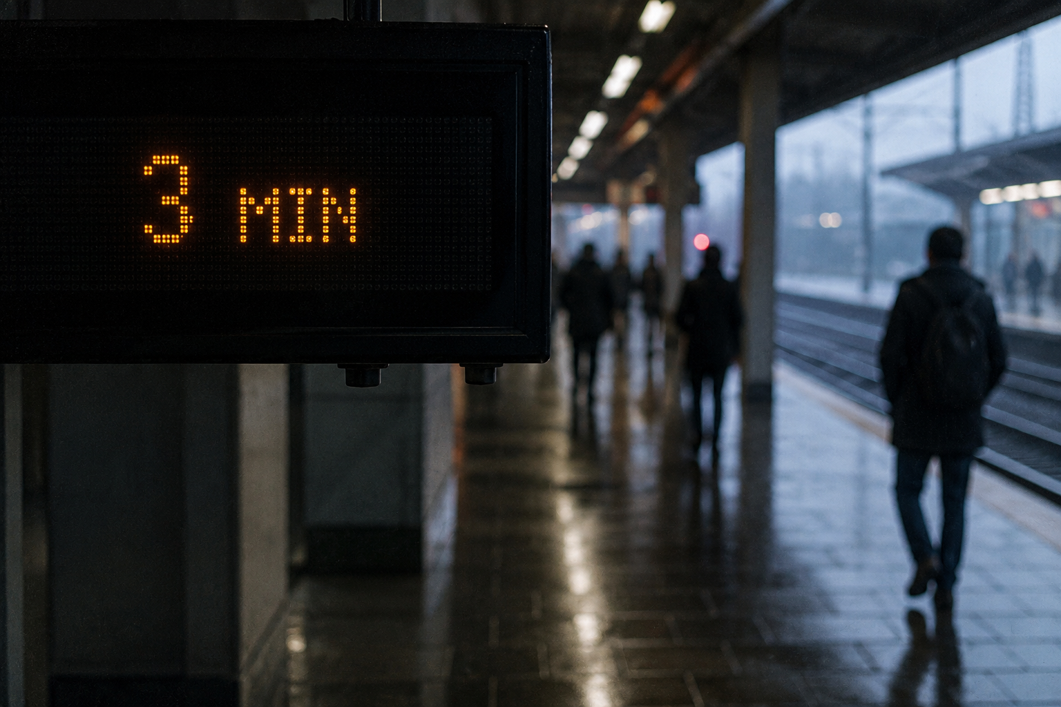 Empty train platform early in the morning